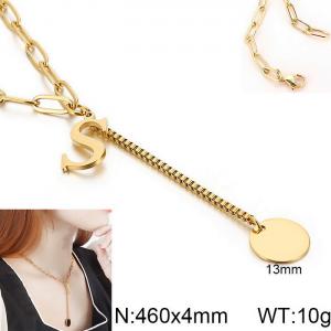 SS Gold-Plating Necklace - KN114971-Z