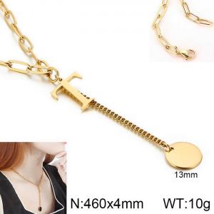 SS Gold-Plating Necklace - KN114972-Z