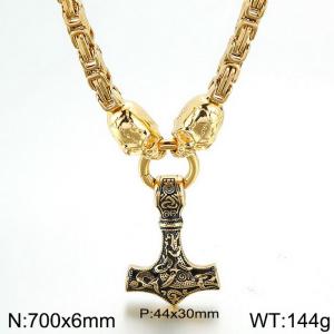 SS Gold-Plating Necklace - KN115839-Z