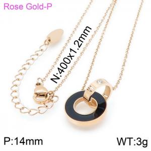 SS Rose Gold-Plating Necklace - KN115887-K