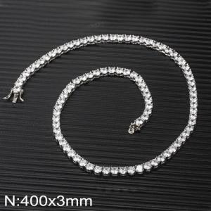 Stainless Steel Stone Necklace - KN117124-WGQK