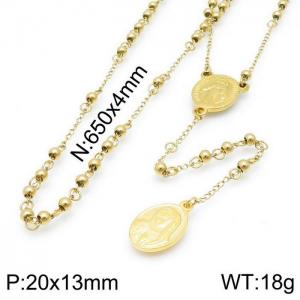 Stainless Steel Rosary Necklace - KN117504-Z