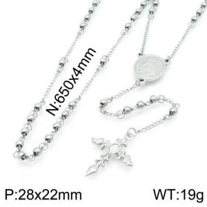 Stainless Steel Rosary Necklace - KN117508-Z