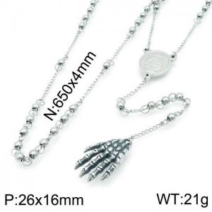 Stainless Steel Rosary Necklace - KN117509-Z