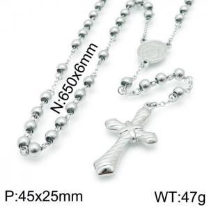 Stainless Steel Rosary Necklace - KN117698-Z