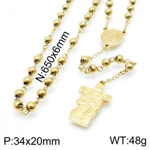 Stainless Steel Rosary Necklace - KN117703-Z