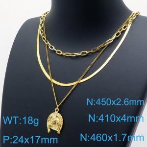 SS Gold-Plating Necklace - KN117958-BJ