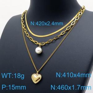 SS Gold-Plating Necklace - KN117959-BJ