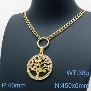 SS Gold-Plating Necklace - KN118050-TJG