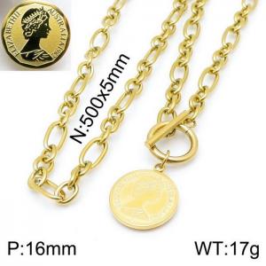SS Gold-Plating Necklace - KN118236-Z