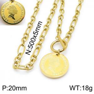SS Gold-Plating Necklace - KN118238-Z