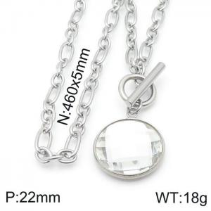 Stainless Steel Stone Necklace - KN118549-Z