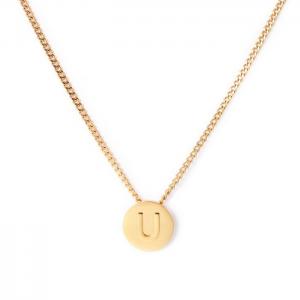 SS Gold-Plating Necklace - KN118659-K