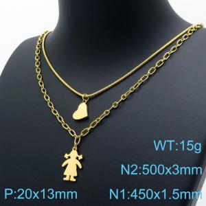 SS Gold-Plating Necklace - KN118878-Z