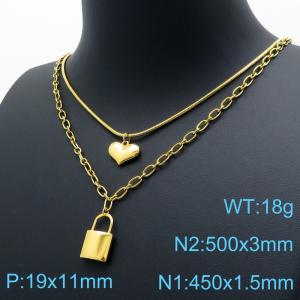 SS Gold-Plating Necklace - KN118884-Z