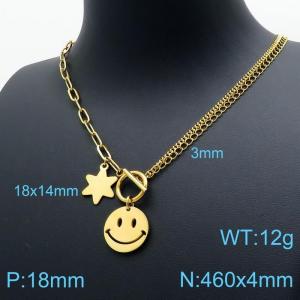 SS Gold-Plating Necklace - KN119388-Z