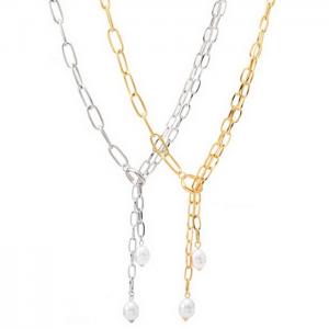 SS Gold-Plating Necklace - KN119450-WGJL