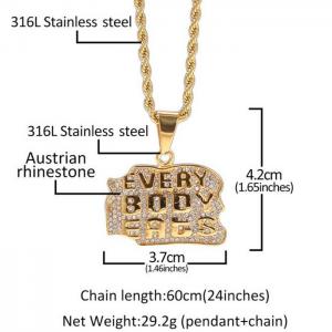 SS Gold-Plating Necklace - KN119473-WGGM