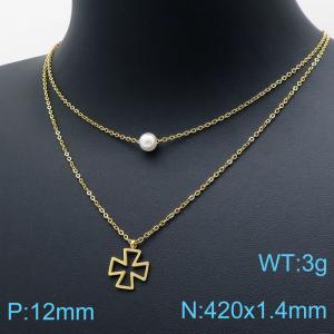 SS Gold-Plating Necklace - KN119565-HG
