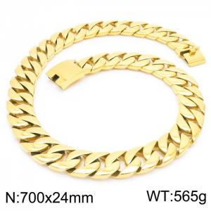 Gold Casting Smooth Thick Necklace Hip Hop Punk Cuban Chain - KN12100-D