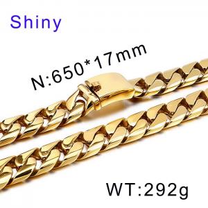 Gold Hip Hop Thick Necklace Men's Personality Cuban Chain Dog Chain - KN16510-D