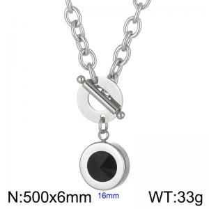 Stainless Steel Stone&Crystal Necklace - KN16518-Z