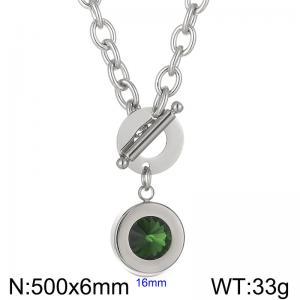 Stainless Steel Stone&Crystal Necklace - KN16520-Z