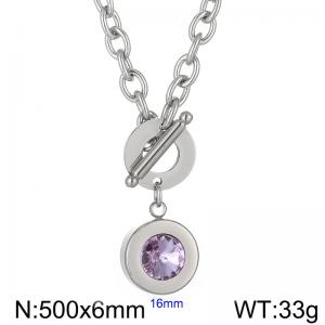 Stainless Steel Stone&Crystal Necklace - KN16521-Z