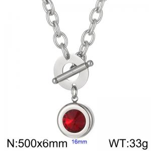 Stainless Steel Stone&Crystal Necklace - KN16522-Z