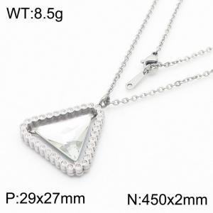 Stainless Steel Stone & Crystal Necklace - KN16856-K