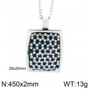 Stainless Steel Stone & Crystal Necklace - KN16858-K