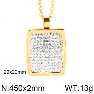 Stainless Steel Stone & Crystal Necklace - KN16860-K