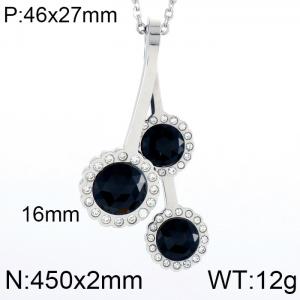Stainless Steel Stone & Crystal Necklace - KN17362-K