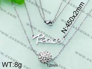 Stainless Steel Stone & Crystal Necklace - KN17536-Z