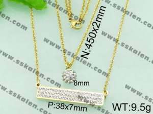Stainless Steel Stone & Crystal Necklace - KN18060-Z
