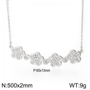 Stainless Steel Stone & Crystal Necklace - KN18390-K