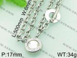 Stainless Steel Stone & Crystal Necklace - KN18522-Z