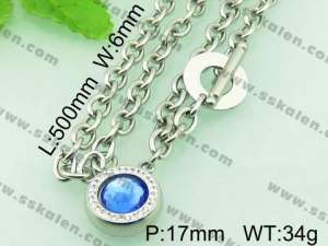 Stainless Steel Stone & Crystal Necklace - KN18523-Z