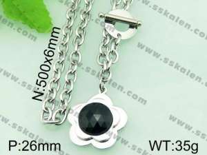 Stainless Steel Stone & Crystal Necklace - KN18525-Z