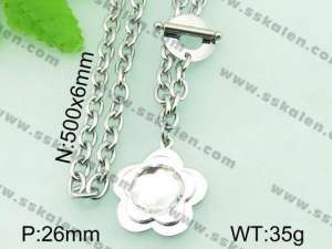 Stainless Steel Stone & Crystal Necklace - KN18526-Z
