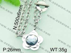 Stainless Steel Stone & Crystal Necklace - KN18527-Z