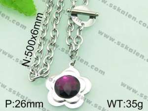  Stainless Steel Stone & Crystal Necklace - KN18528-Z
