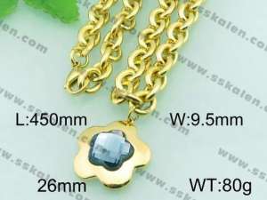 Stainless Steel Stone & Crystal Necklace - KN19023-Z
