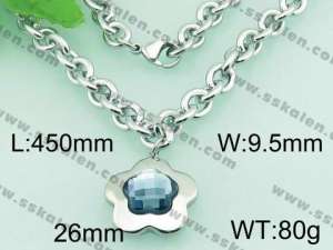 Stainless Steel Stone & Crystal Necklace - KN19028-Z