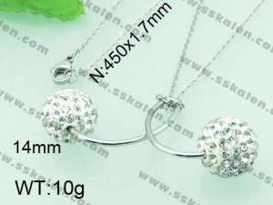 Stainless Steel Stone & Crystal Necklace - KN19084-Z