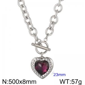 Stainless Steel Stone & Crystal Necklace - KN19290-Z