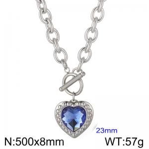 Stainless Steel Stone & Crystal Necklace - KN19297-Z