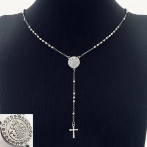 Stainless Steel Rosary Necklace - KN194404-HDJ