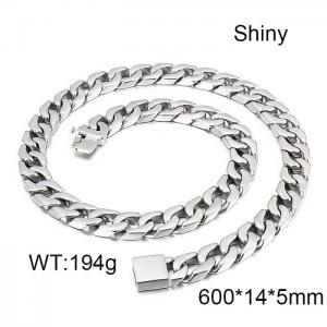 Simple and atmospheric titanium steel men's snap fastener, polished and cast thick necklace - KN1952-D