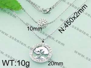 Stainless Steel Stone & Crystal Necklace - KN19592-Z